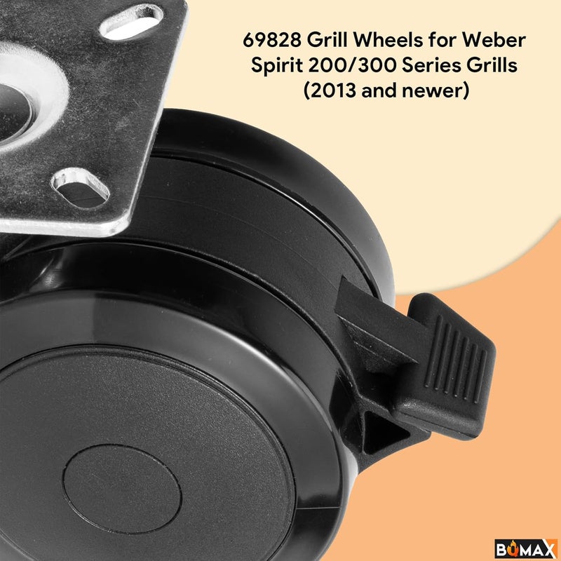 BQMAX 69828 Grill Wheels for Weber Spirit 200/300 Series Grills (2013 and Newer), 69828 Locking Caster with Up Front Controls for Weber Spirit Grill Parts E-310 E-210 for Weber Grill Wheels Replacement - Image 5